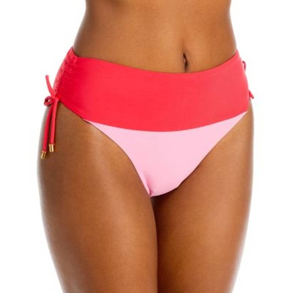 PQ Ladies Red & Pink Colorblocked High Waisted Swimsuit Bottoms, Size Small, NWT - Picture 1 of 3